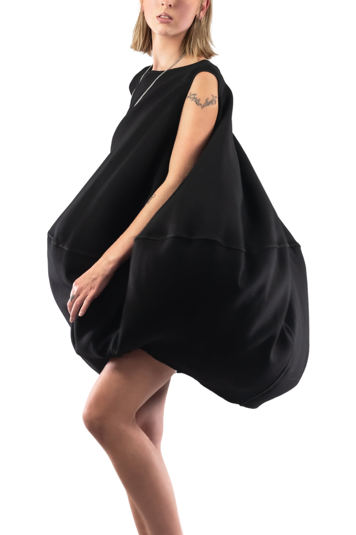 Whalebone Balloon Dress in Wool & Viscose