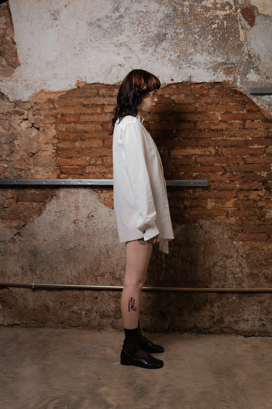 Asymmetrical Shirt TWINS in White Cotton