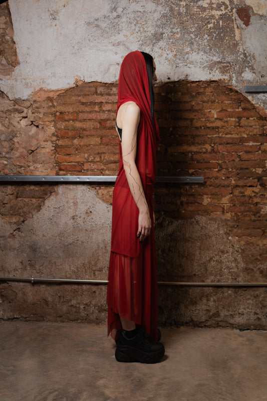 VENUS Transformable Skirt-Dress in Wine Mesh