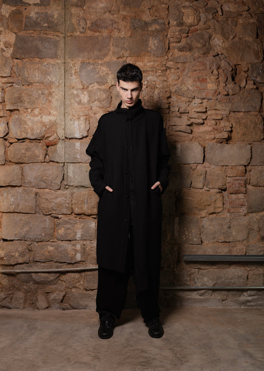 Asymmetrical Wool-Viscose Coat Aren