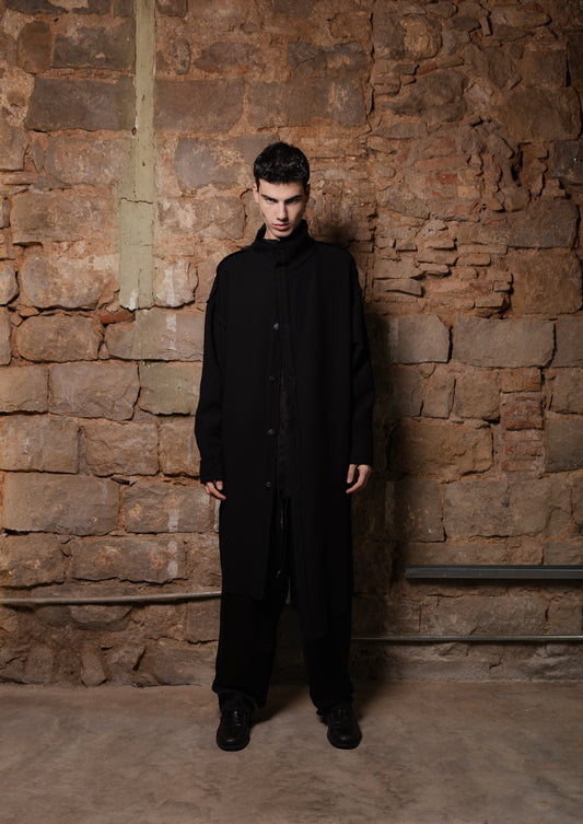 Asymmetrical Wool-Viscose Coat Aren