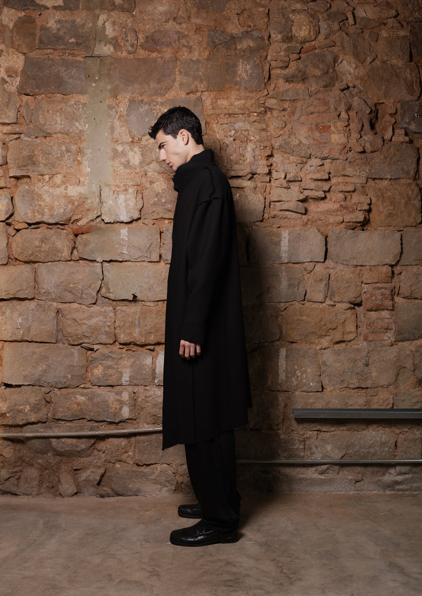 Asymmetrical Wool-Viscose Coat Aren