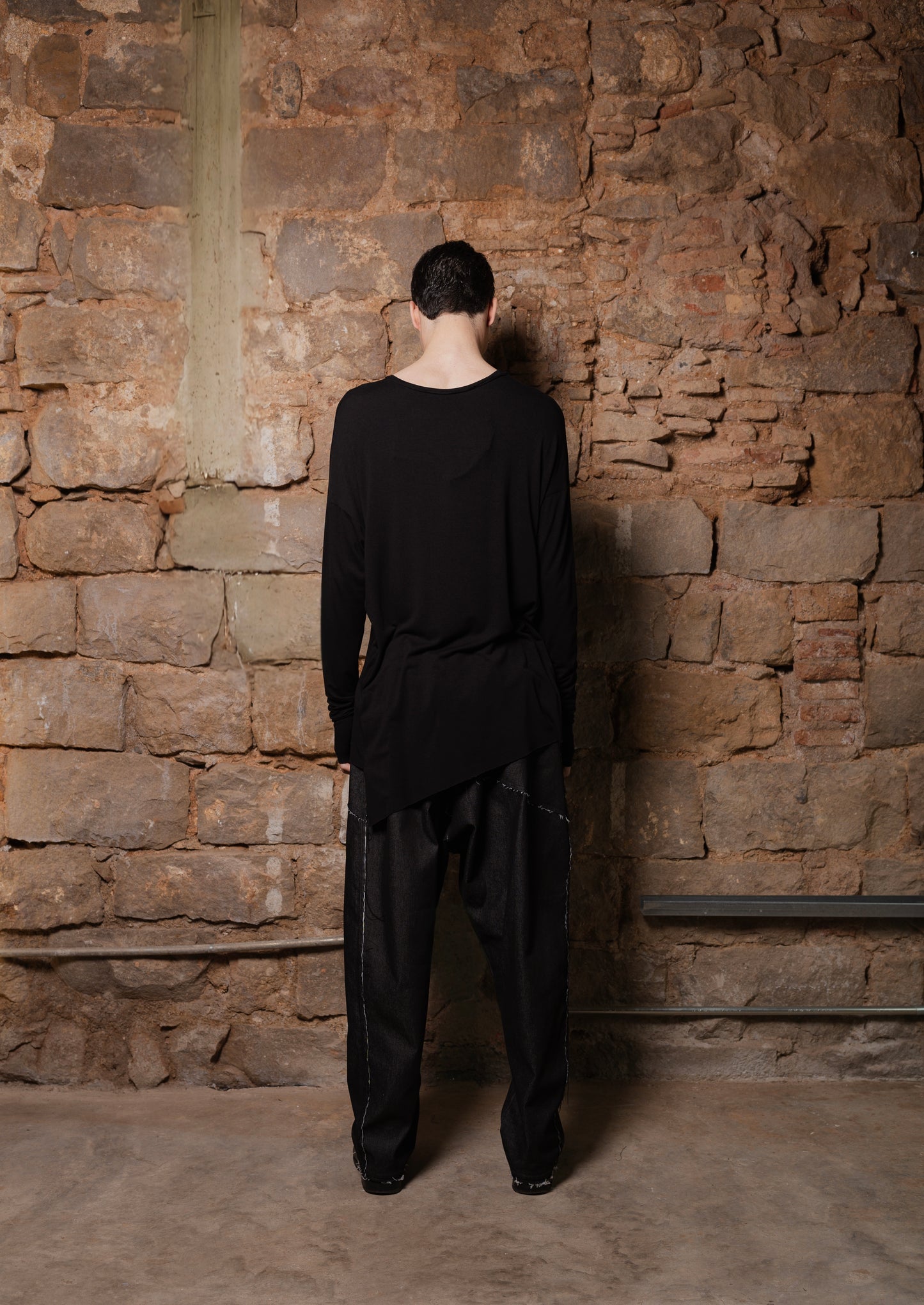 Asymmetrical Black Long Sleeve with Thumb Holes