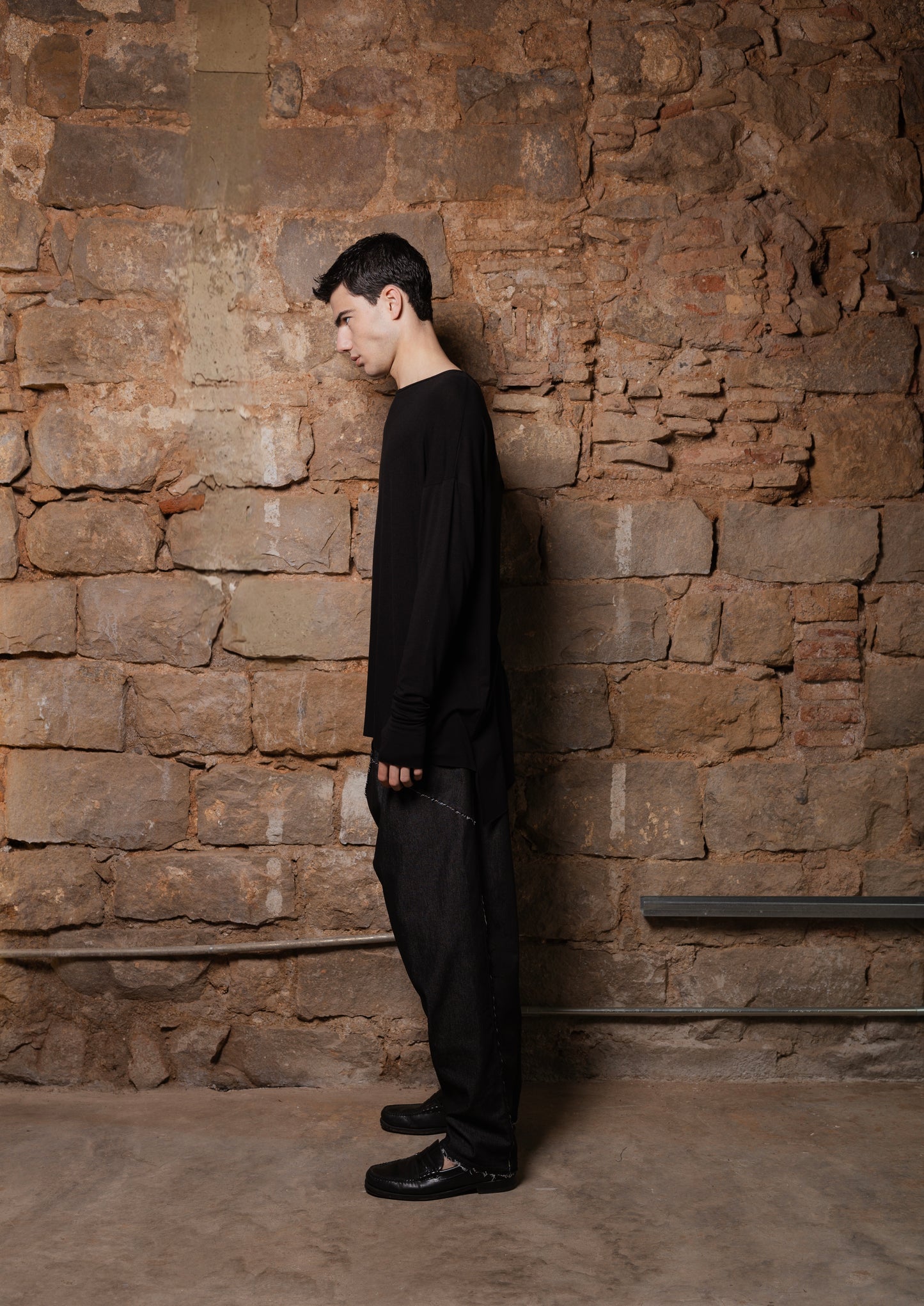 Asymmetrical Black Long Sleeve with Thumb Holes