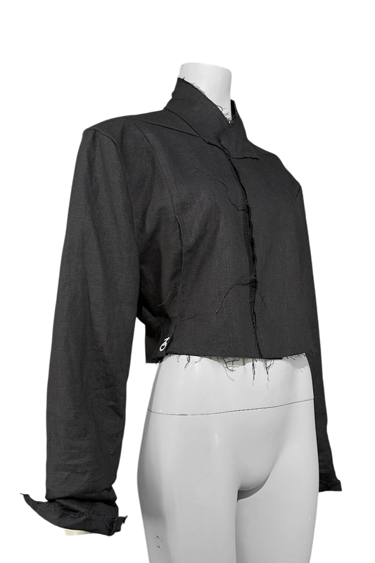 Frayed Crop 100% Linen Blazer