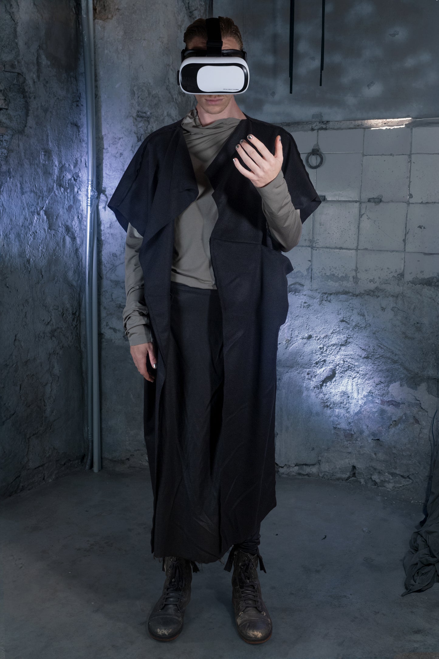 Gravité Asymmetrical Sleeveless Cape Coat - ZHANNAONA | Partes de arriba - View 5