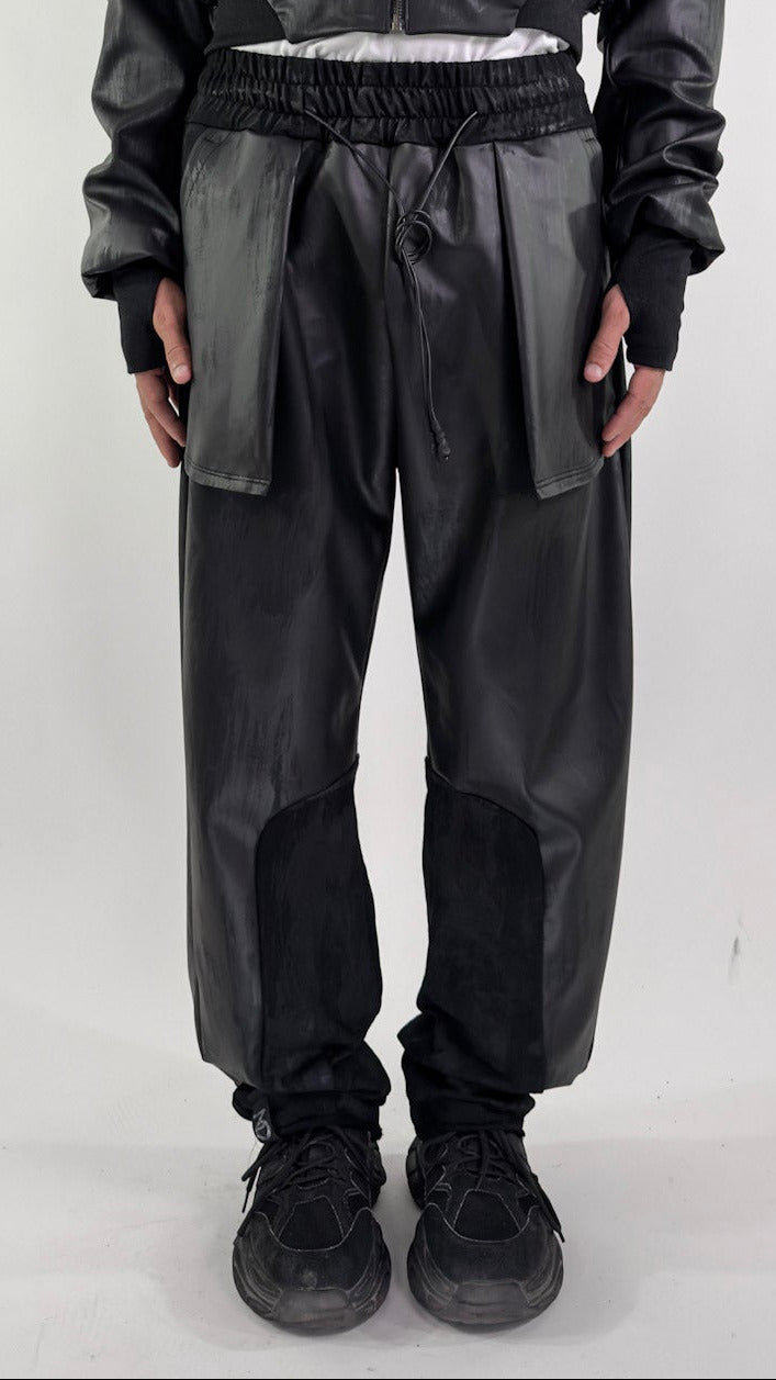Bomber Pants in Vegan Leather, Cotton and Silk