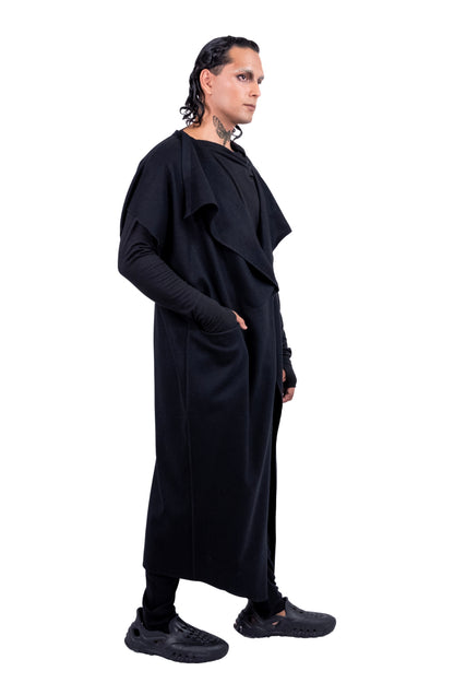 Oversized Draped Asymmetrical Wool Cape Coat