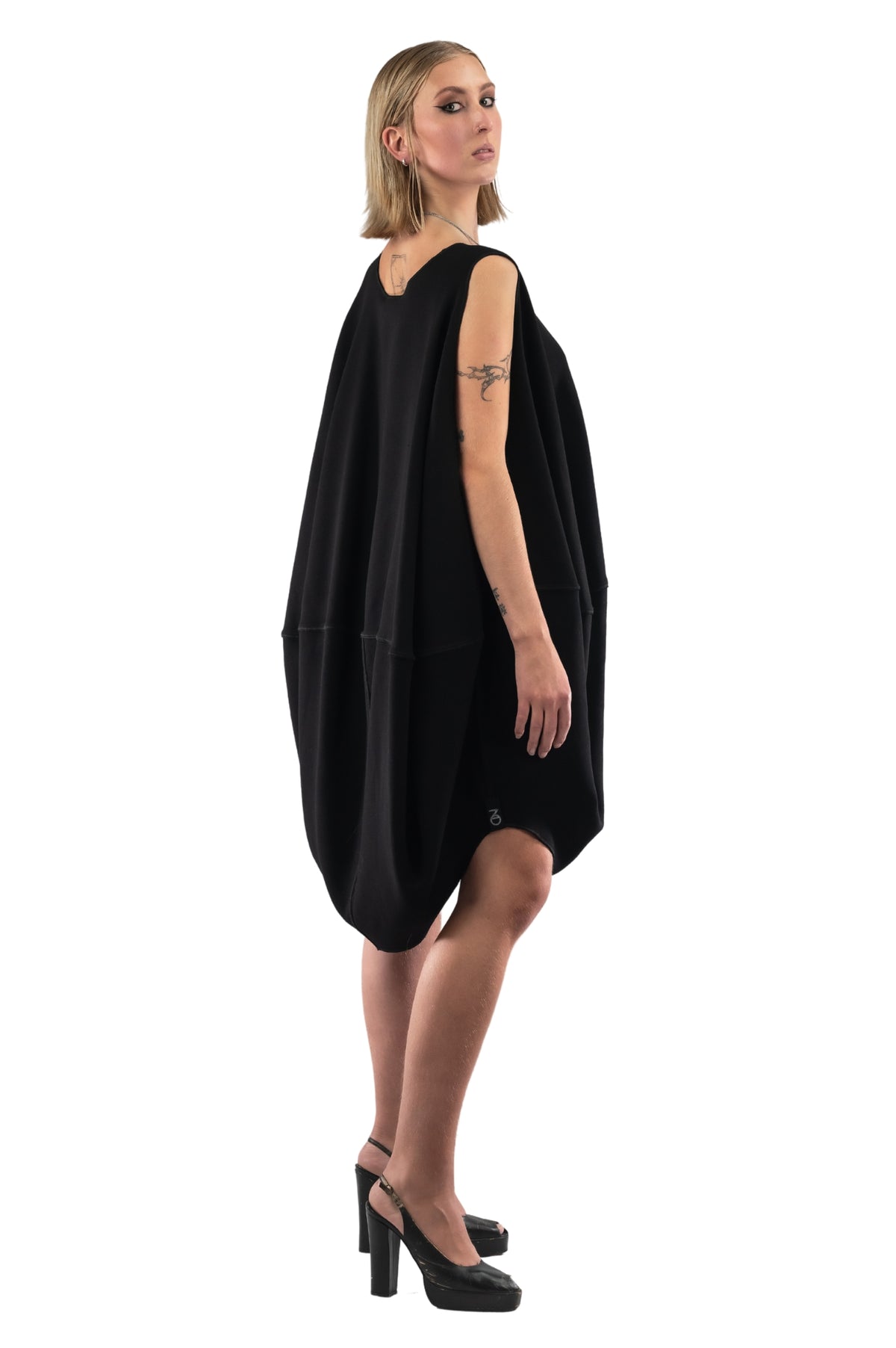 Whalebone Balloon Dress in Wool & Viscose