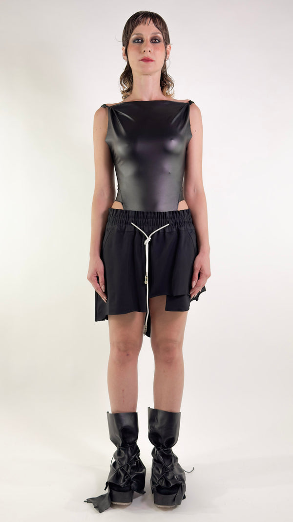 Bomber Skirt Merino Wool and Vegal Leather
