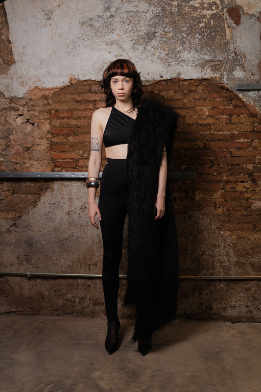 Mongolian Faux-Fur Vegan Reversible Unilateral Coat