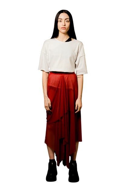 VENUS wandelbarer Rock-Kleid aus Wein-Mesh