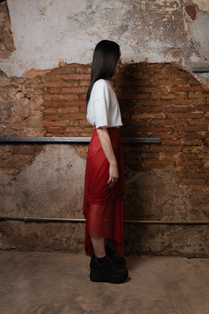 VENUS Transformable Skirt-Dress in Wine Mesh