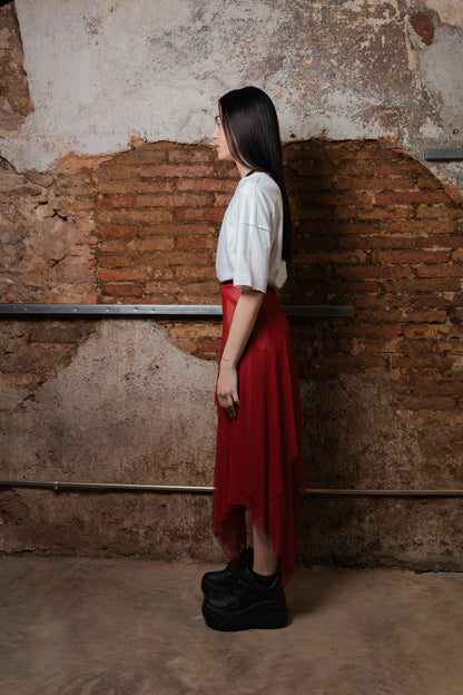 VENUS Transformable Skirt-Dress in Wine Mesh