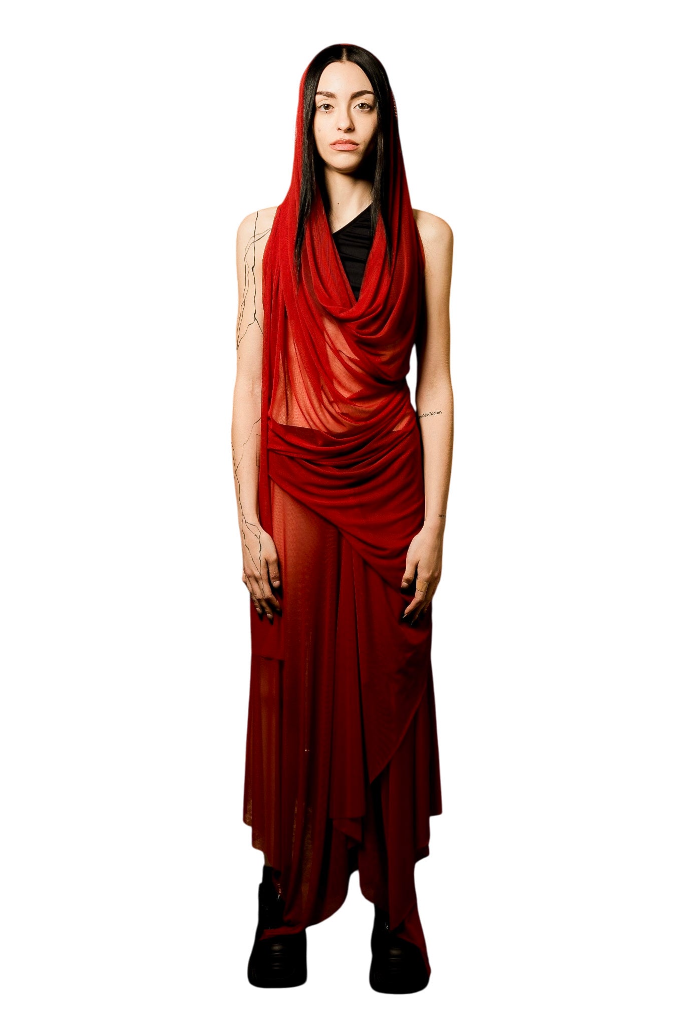VENUS wandelbarer Rock-Kleid aus Wein-Mesh