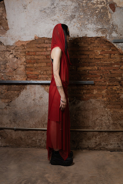 VENUS Transformable Skirt-Dress in Wine Mesh