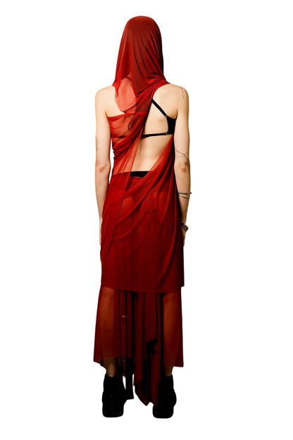VENUS wandelbarer Rock-Kleid aus Wein-Mesh