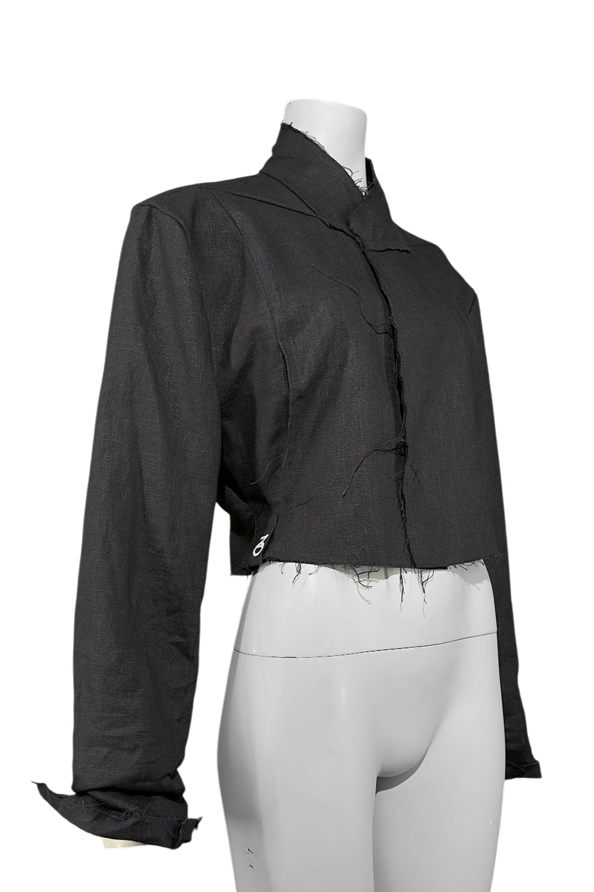 Frayed 100% Linen Crop Blazer