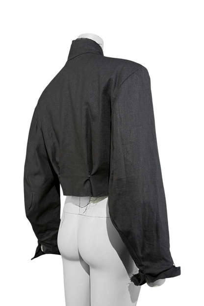 Frayed Crop 100% Linen Blazer