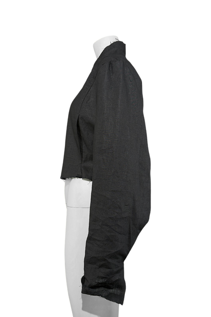 Frayed Crop 100% Linen Blazer
