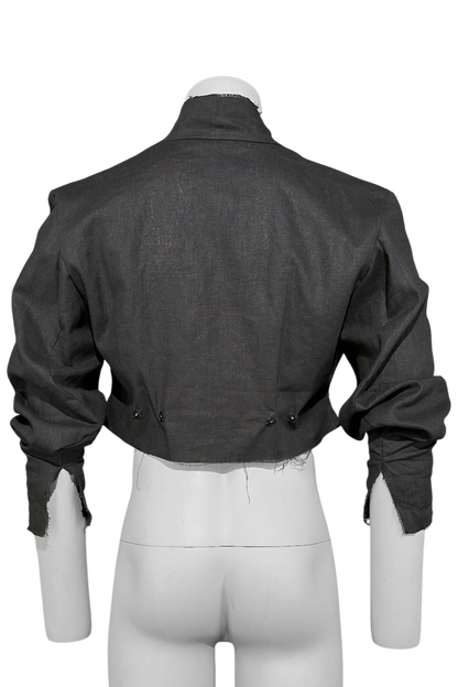 Frayed Crop 100% Linen Blazer