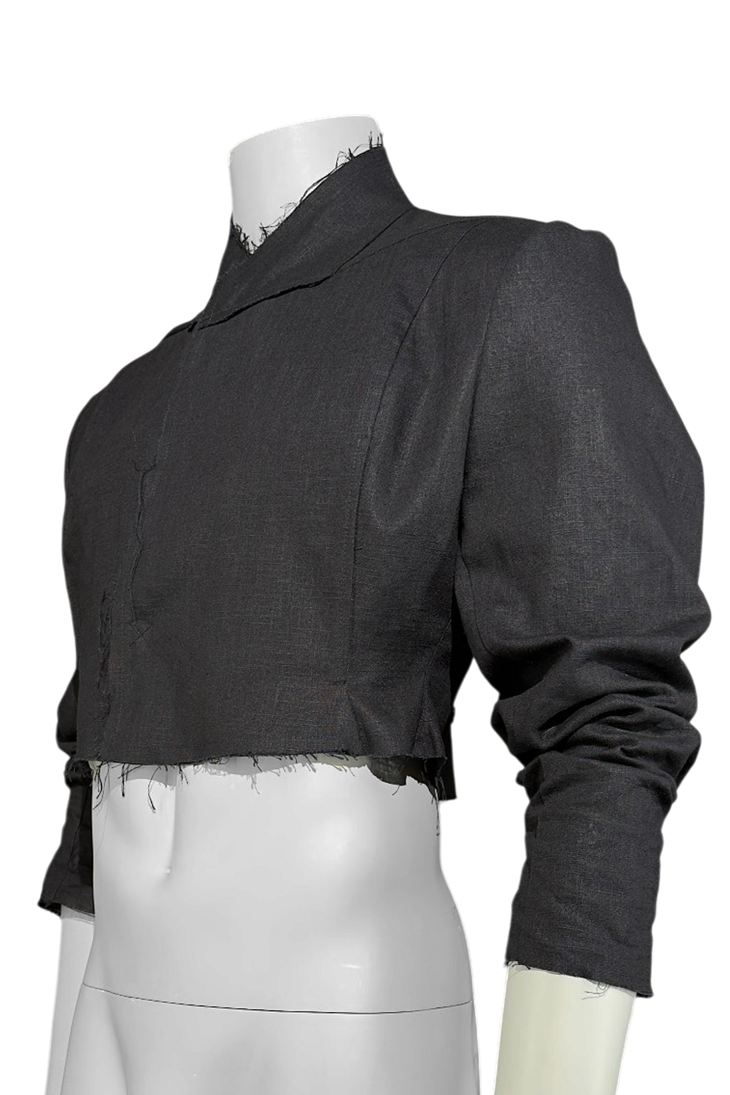 Frayed Crop 100% Linen Blazer