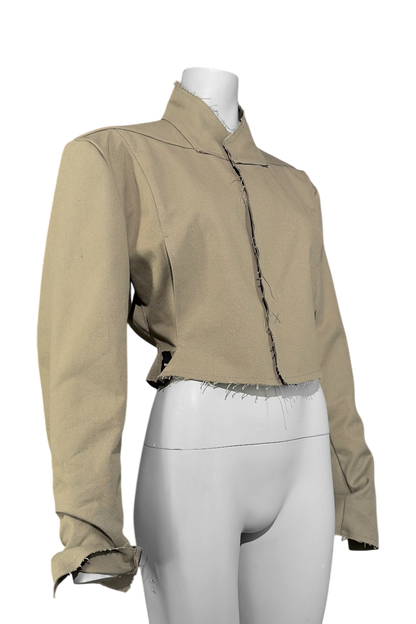 Ausgefranster Blazer aus Baumwoll-Leinen-Mix