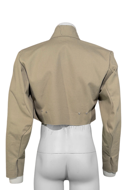 Ausgefranster Blazer aus Baumwoll-Leinen-Mix