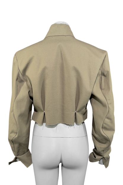 Ausgefranster Blazer aus Baumwoll-Leinen-Mix