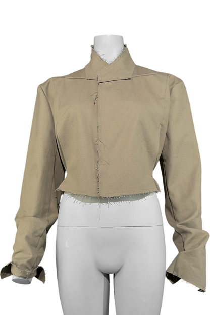 Ausgefranster Blazer aus Baumwoll-Leinen-Mix