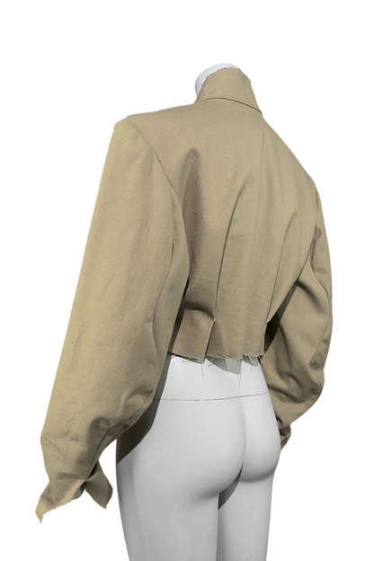 Ausgefranster Blazer aus Baumwoll-Leinen-Mix