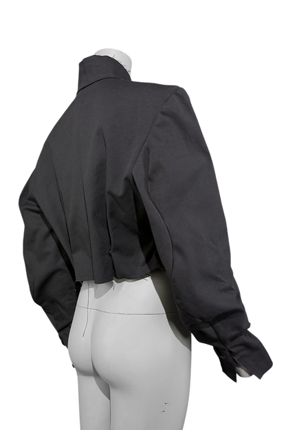 Ausgefranster Blazer aus Baumwoll-Leinen-Mix