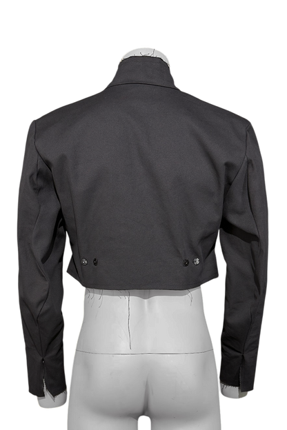 Ausgefranster Blazer aus Baumwoll-Leinen-Mix