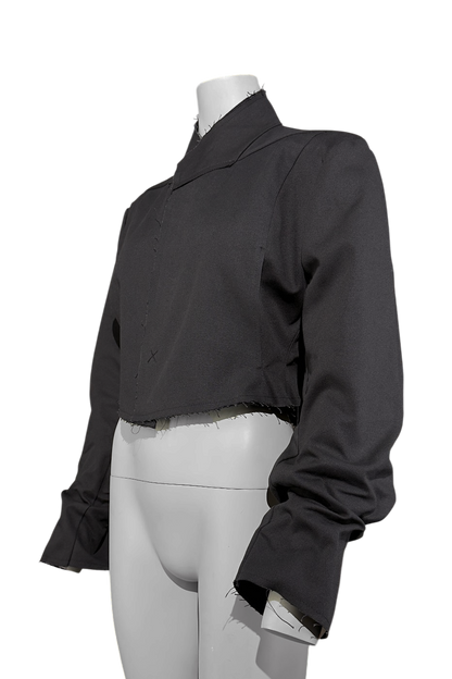Ausgefranster Blazer aus Baumwoll-Leinen-Mix