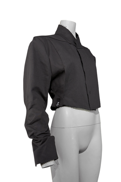Ausgefranster Blazer aus Baumwoll-Leinen-Mix