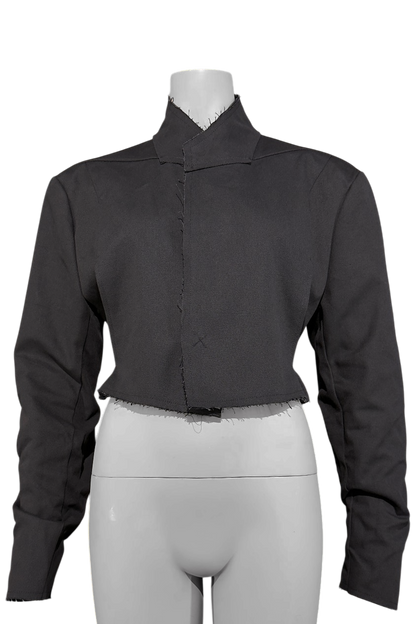 Ausgefranster Blazer aus Baumwoll-Leinen-Mix