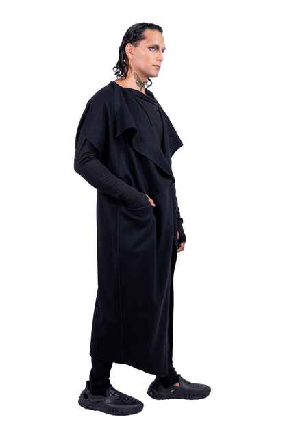 ZHANNAONA jacket plush black minimalist elegant genderfluid zero waste oversize Barcelona avant-garde