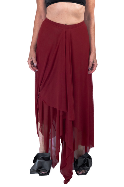 VENUS Transformable Skirt-Dress in Wine Mesh
