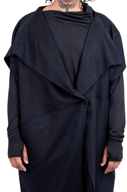 Oversized Draped Asymmetrical Wool Cape Coat