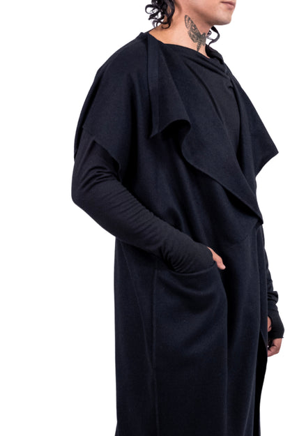 Oversized Draped Asymmetrical Wool Cape Coat