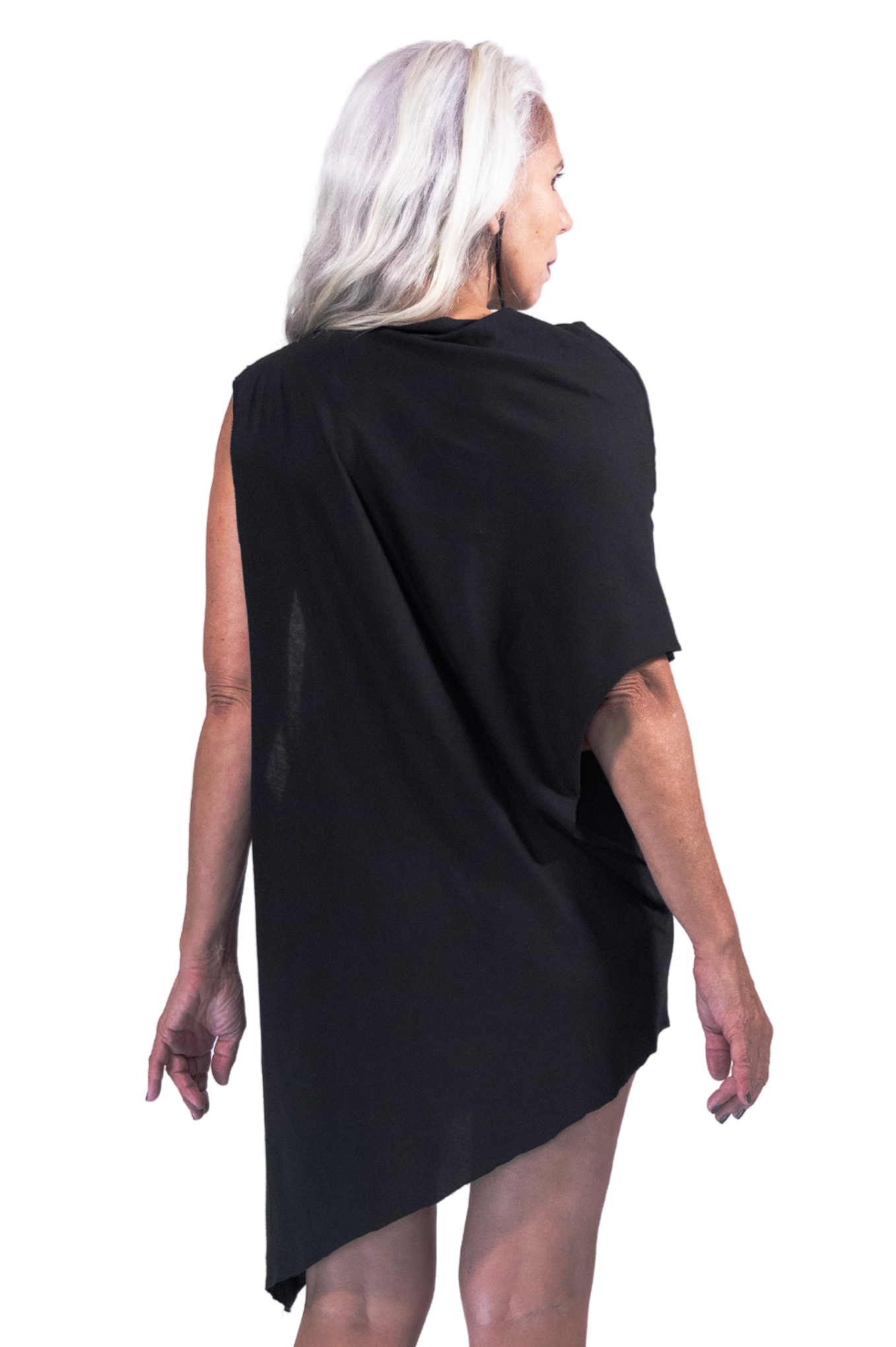 ZHANNAONA top tank skyline black asymmetrical minimalist genderfluid unisex cotton Barcelona avant-garde