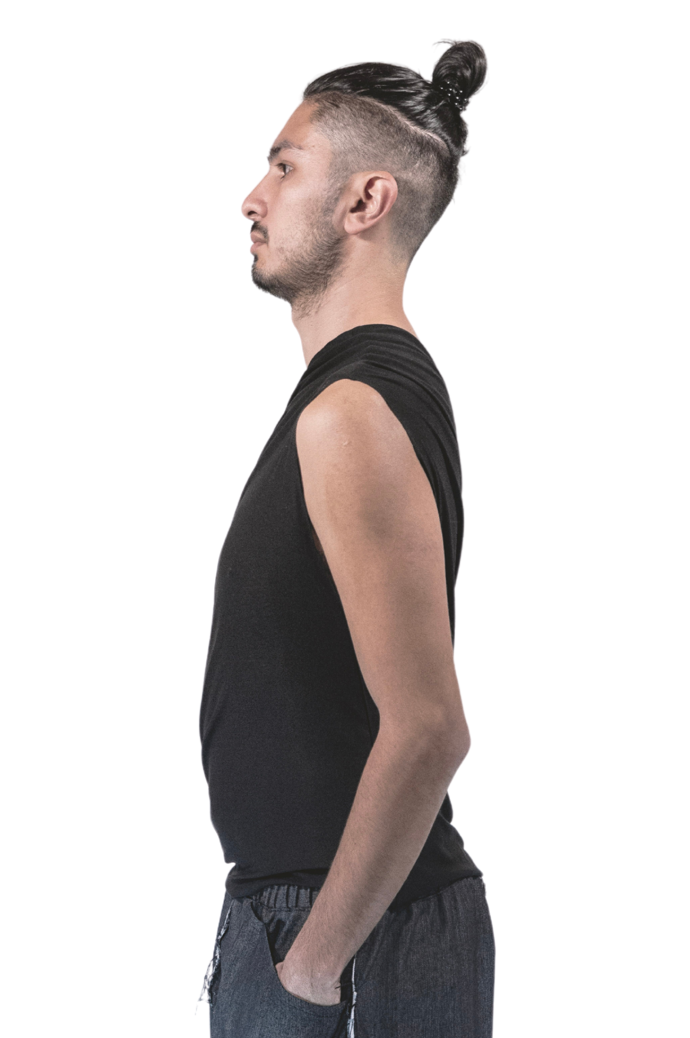 ZHANNAONA tube top black viscose knit  transformable minimalist unisex genderfluid Barcelona avant-garde