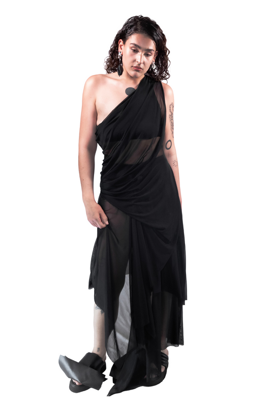 VENUS Transformable Skirt-Dress in Black Mesh
