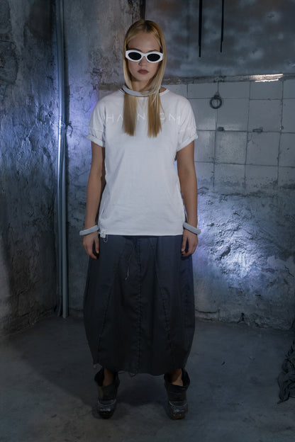 Base T-Shirt in White Cotton Ghost Logo Edition