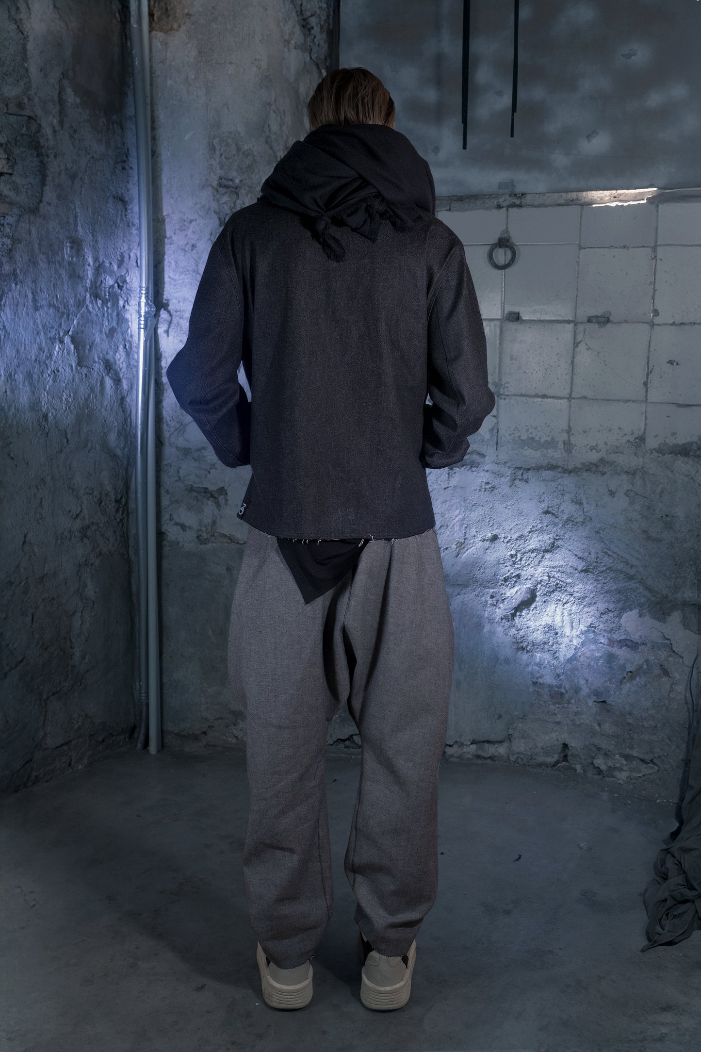 Deconstructed Reversible Bomber in Japanese Denim