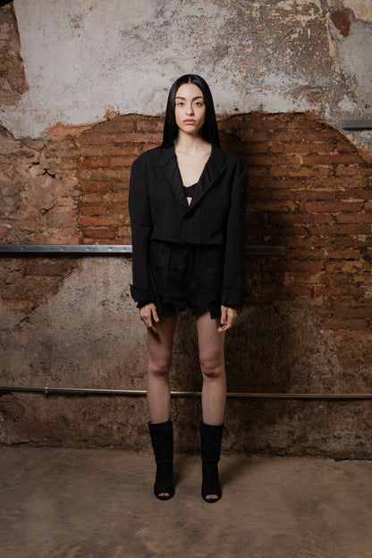 Armor Linen Crop Short - ZHANNAONA | Pantalones