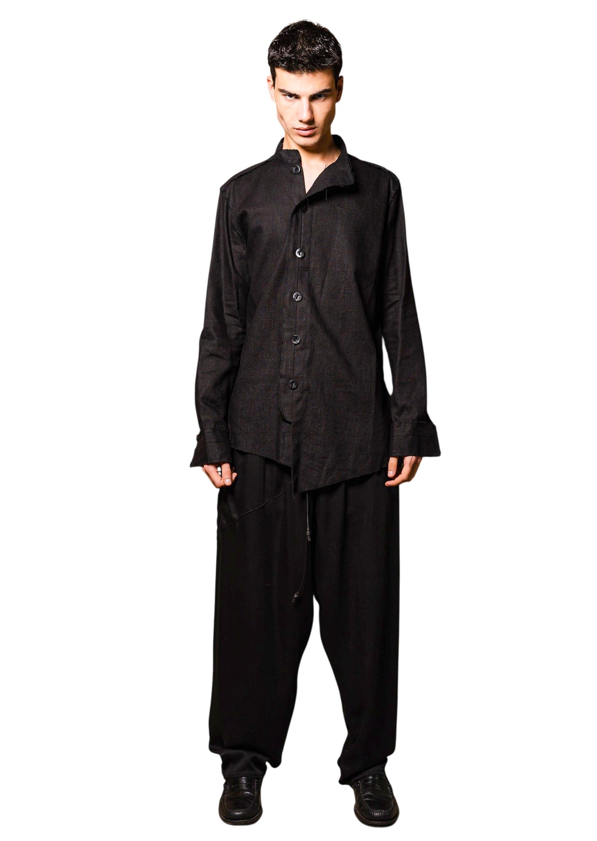 Asymmetrical Structured Linen Shirt MAO