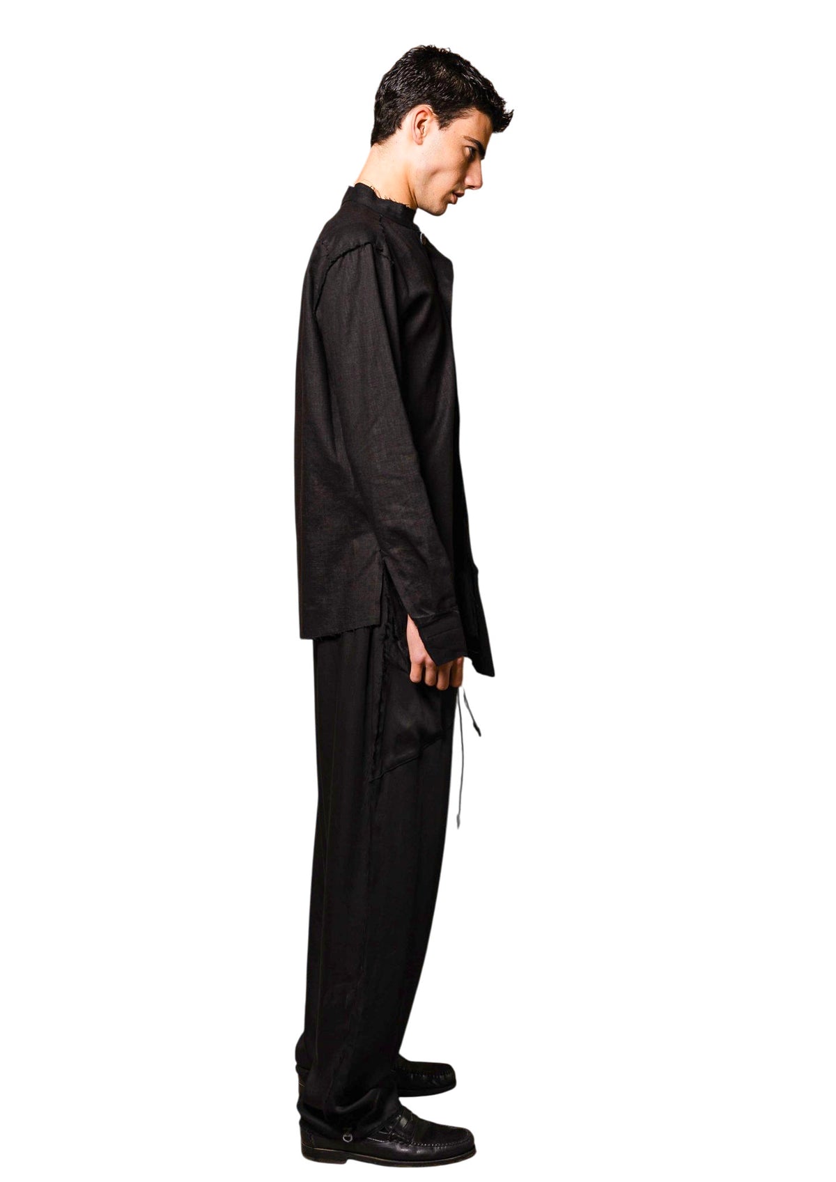 Asymmetrical Structured Linen Shirt MAO