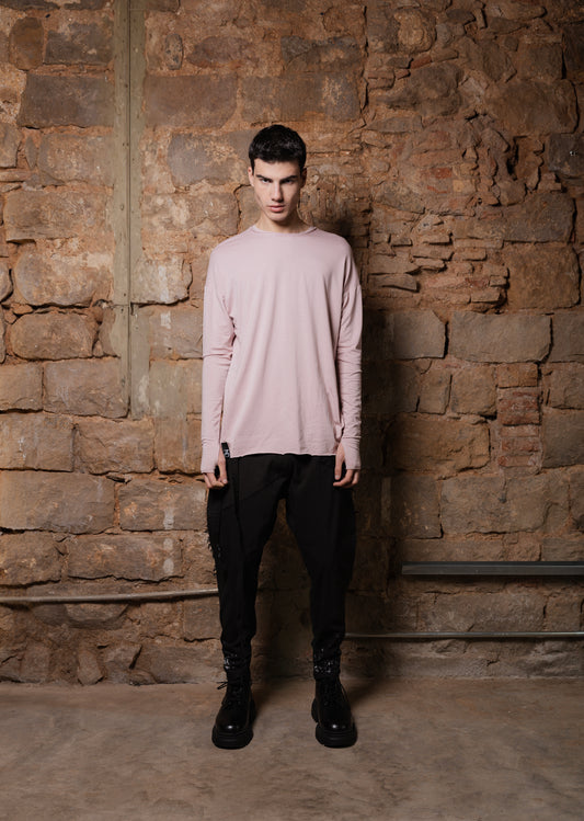 Asymmetrical Pink Long Sleeve with Thumb Holes - ZHANNAONA | Camisetas