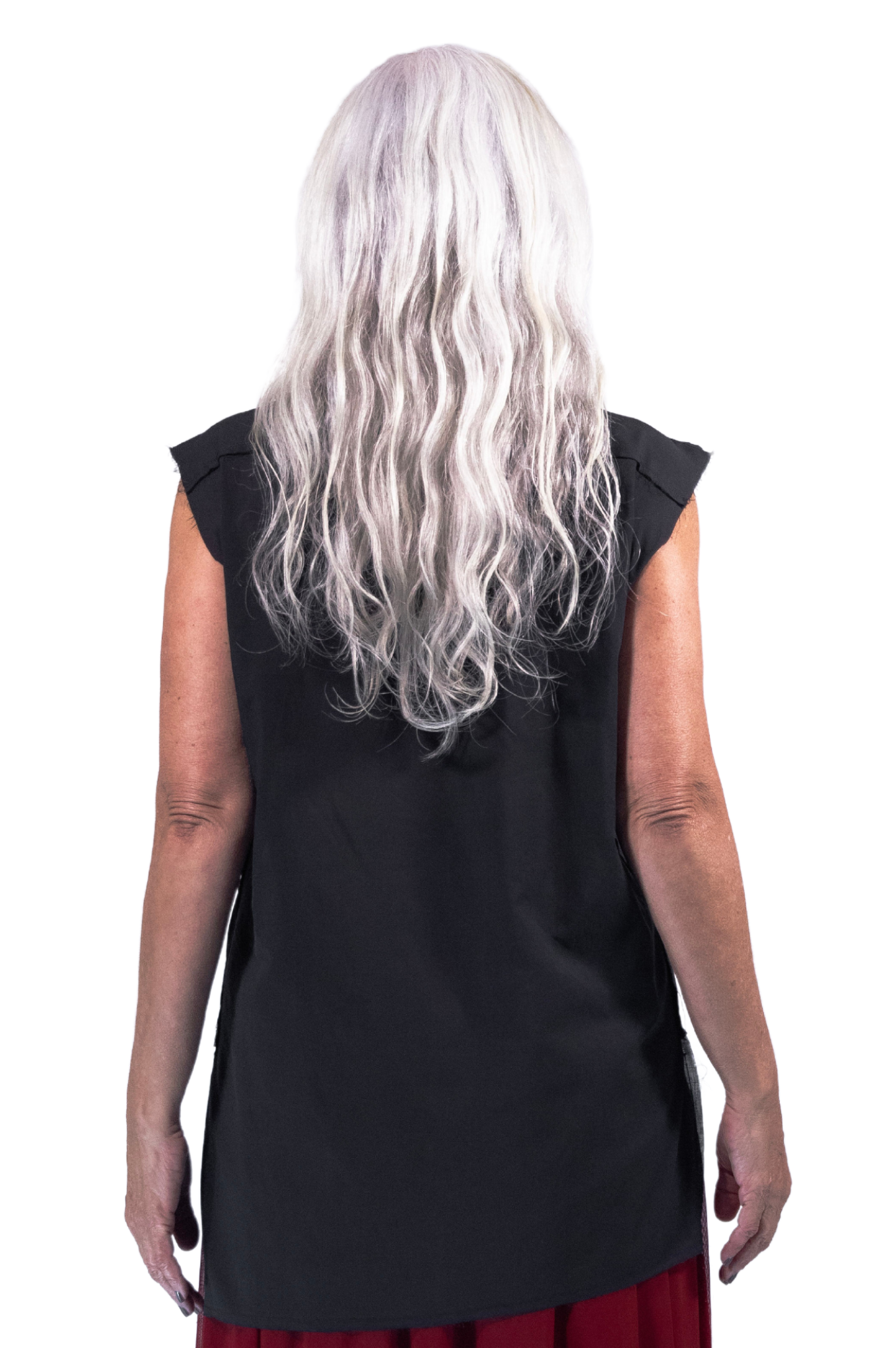 Asymmetrical Sleeveless Shirt TWINS in Black Cotton - ZHANNAONA | Partes de arriba - Back View